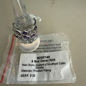 Bomb Party A Most Clever Path Ring | Size 8 | Amethyst CZ | Rhodium